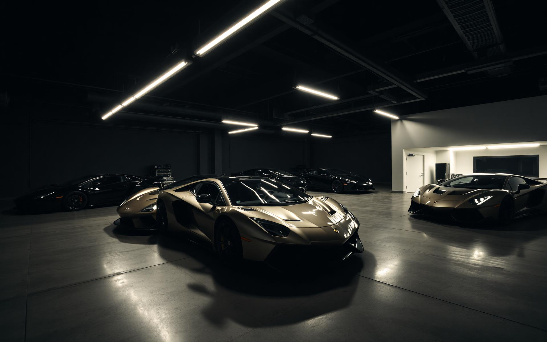 Interior of BRZ Auto Spa detailing studio at night